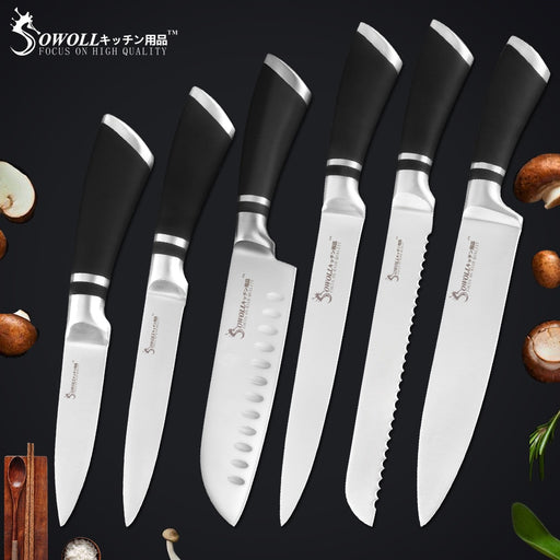 Sowoll 6 Pcs Kitchen Knives Set Good Quality Stainless